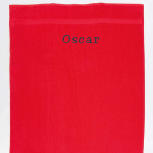 Rødt Håndklæde Med Navn - 70 X 130 Cm