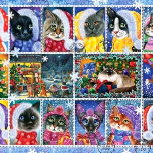 Christmas Cat Stamp Collection