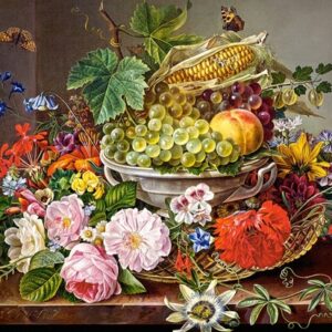 Flowers And Fruit Basket