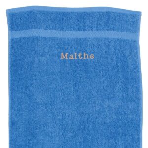Havblå Håndklæde Med Navn - 2 Størrelser