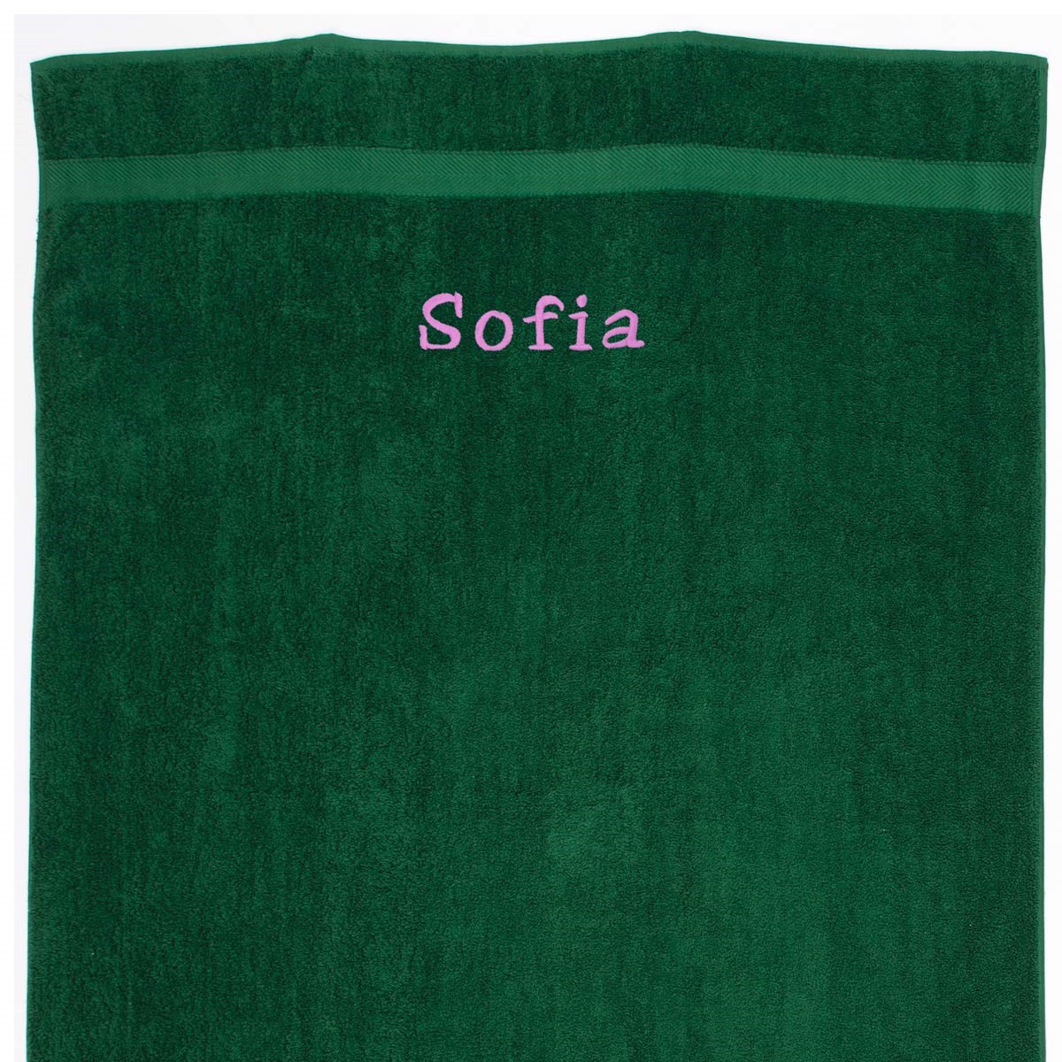 Mørkegrønt Håndklæde Med Navn - 3 Størrelser