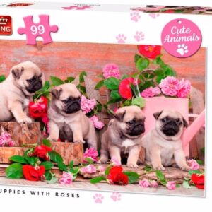 Puppies With Roses