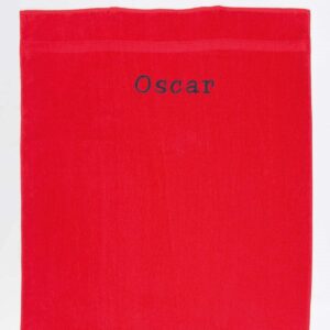 Rødt Håndklæde Med Navn - 100 X 150 Cm
