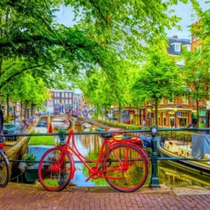 Red Bike In Amsterdam