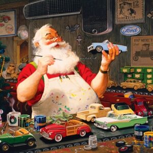 Santa Painting Cars