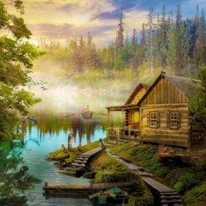 A Log Cabin On The River