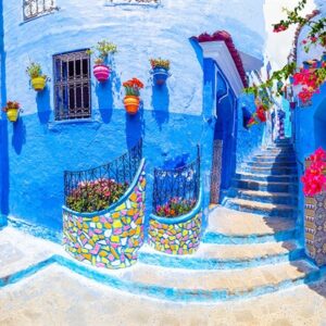 Turquoise Street In Chefchaouen