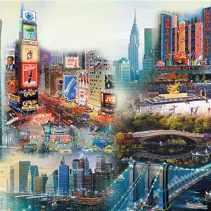 New York - Collage (Træ)