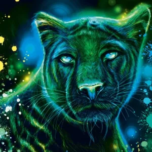 Neon Blue Green Panther