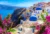 Santorini View With Flowers, Greece